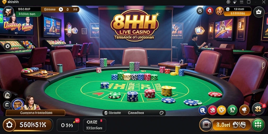 Screenshot utama 8HHH menampilkan gameplay mendebarkan di Live Casino.