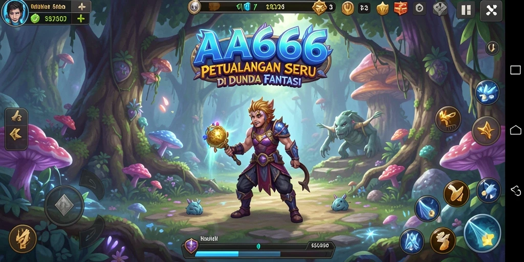 Tangkapan layar gameplay AA666 menampilkan petualangan yang penuh tantangan dan keindahan dunia fantasi.