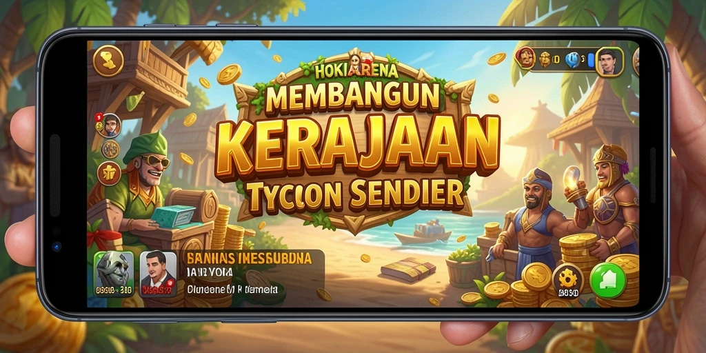 Tampilan gameplay HOKIARENA menampilkan keseruan membangun kerajaan bisnis.