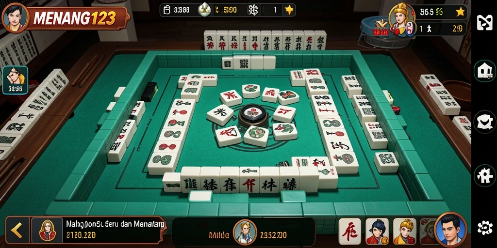 Screenshot gameplay MENANG123 menampilkan momen seru mencocokkan ubin Mahjong.