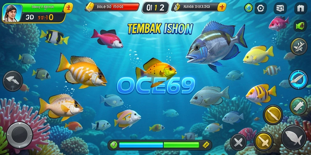 Screenshot OCE69 menampilkan gameplay seru Tembak Ikan.