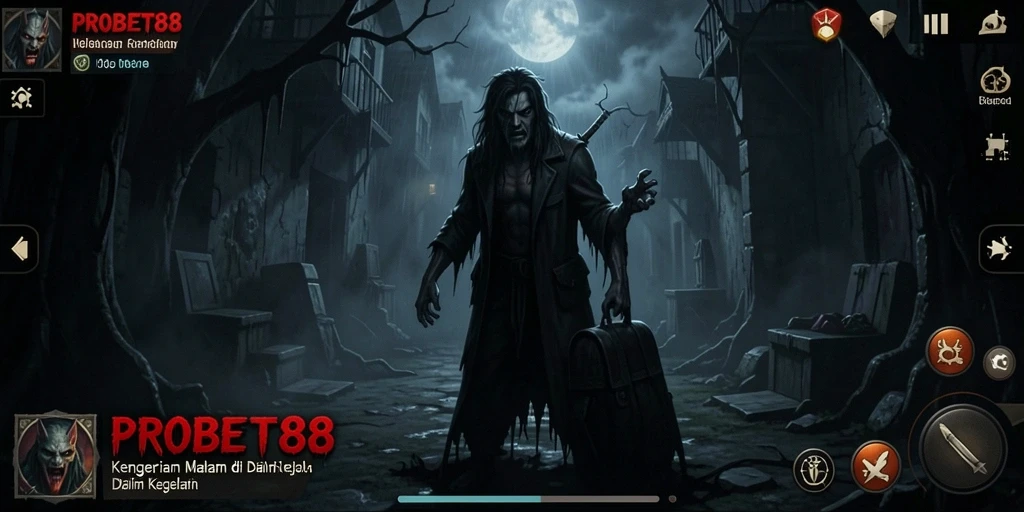 Tampilan gameplay yang menegangkan dan menyeramkan di PROBET88.