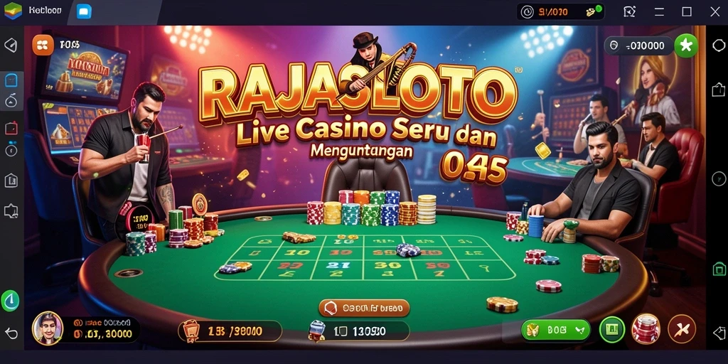 Screenshot gameplay RAJASLOTO menampilkan dealer profesional dan permainan yang menarik.