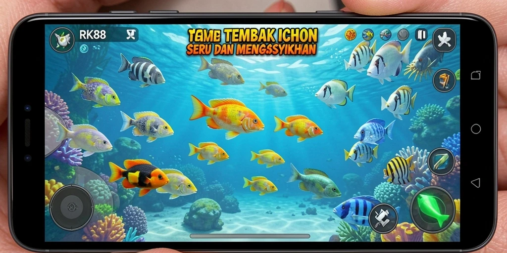 Tangkapan layar utama RK88 menunjukkan aksi seru dalam Tembak Ikan.