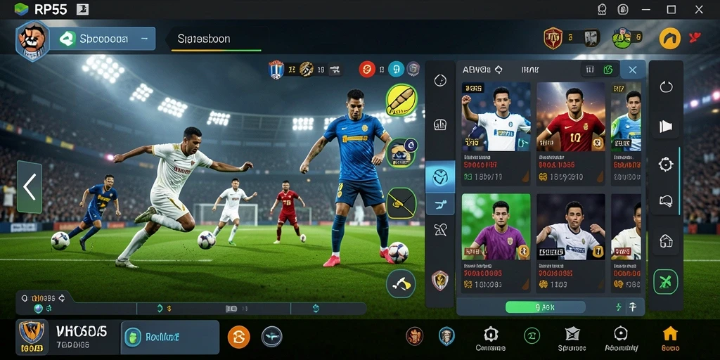 Screenshot utama RP55 dengan tampilan interface Sportsbook yang menarik.