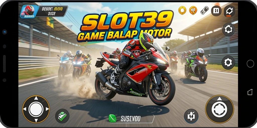 Gameplay SLOT39 yang seru dengan balapan motor cepat.