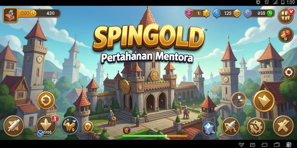 Screenshot SPINGOLD menampilkan aksi menara pertahanan yang mendebarkan.