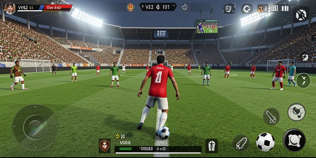 Tampilan menarik dari permainan sepak bola di VV62.